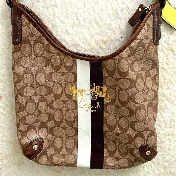 Vintage Coach Heritage Signature Stripe Chelsea Convertible Hobo Bag - Picture 1 of 5